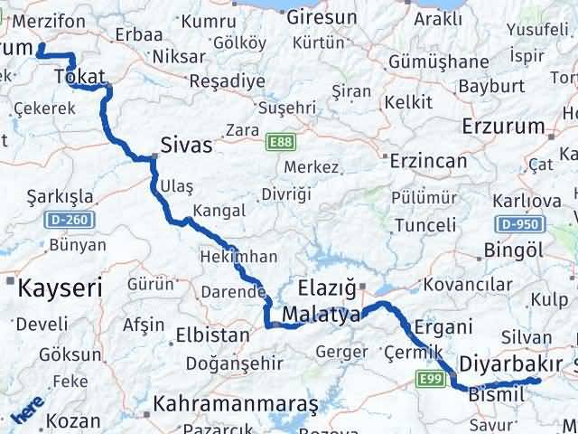 amasya istanbul kaç km